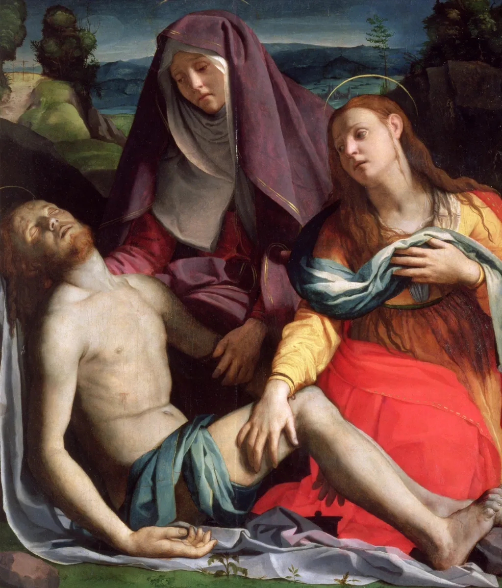 Pietà with Saint Mary Magdalene, by Bronzino, oil, 1529