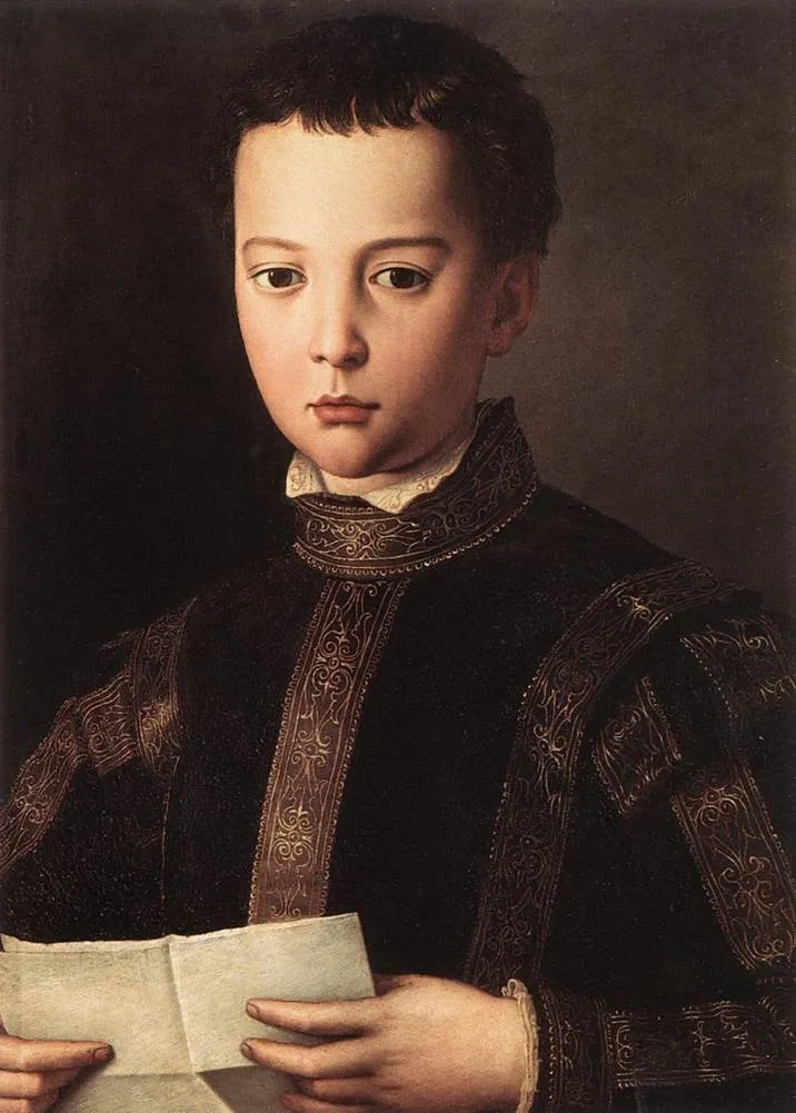 Portrait of Francesco I de' Medici as a Child, by Bronzino, tempera, 1551