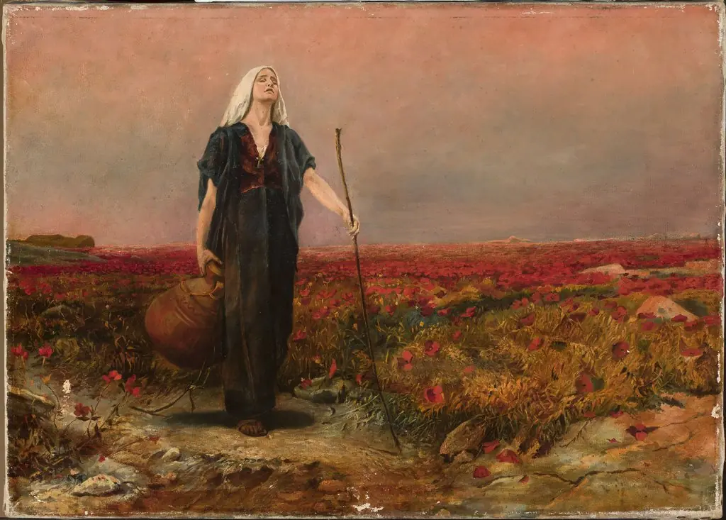 Blind woman in the field, by Bruno Piglhein