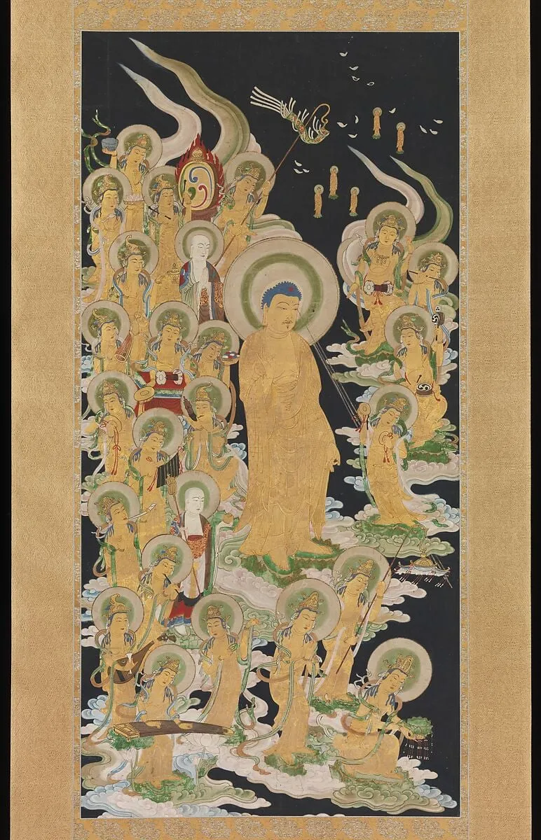 阿弥陀二十五菩薩来迎図|Buddha and Attendants, ink, 1707