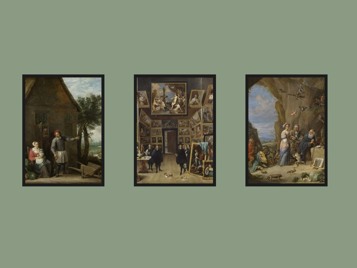 David Teniers the Younger — Set of 3 — three framed prints arranged on a wall