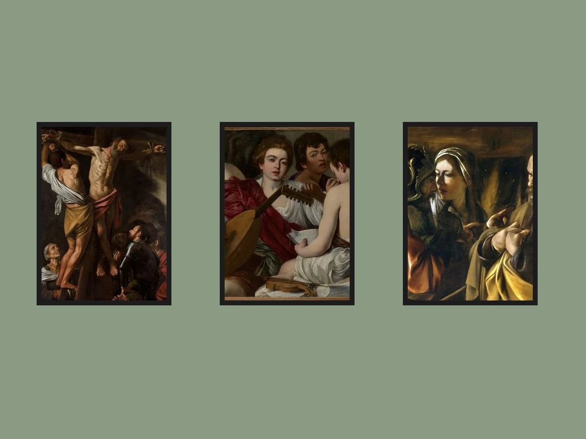 Caravaggio — Set of 3 — three framed prints arranged on a wall