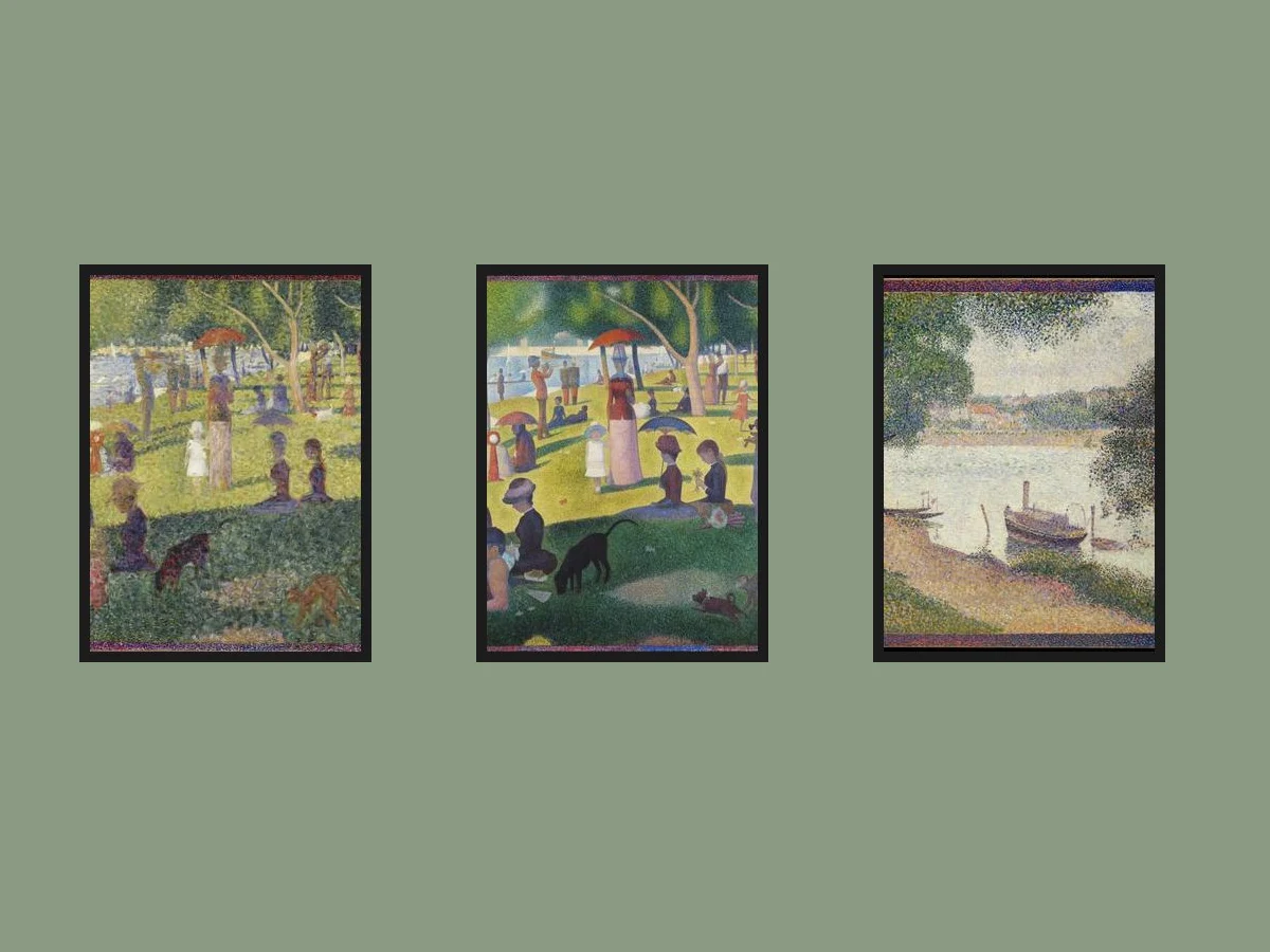 Georges Seurat — Set of 3 — three framed prints arranged on a wall