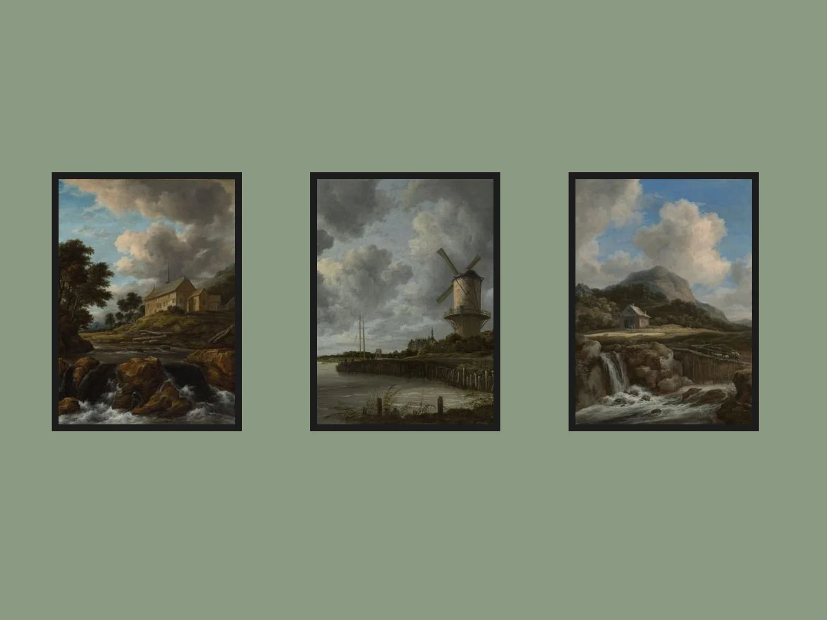 Jacob van Ruisdael — Set of 3 — three framed prints arranged on a wall