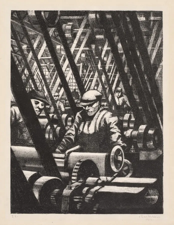 Building Aircraft: Making the Engine, by C. R. W. Nevinson, 1917