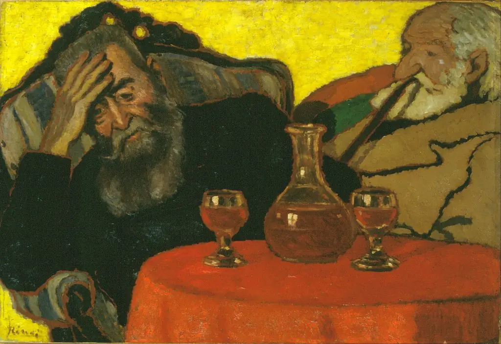 My Father and Piacsek, with Red Wine, by József Rippl-Rónai, unspecified, 1907