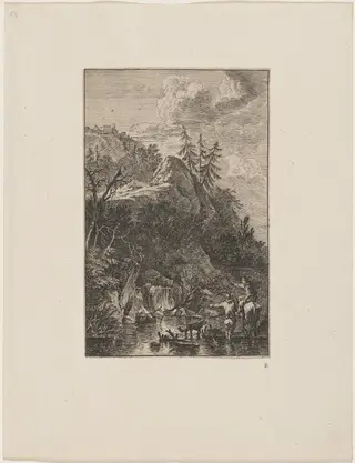 A Woman with a Horse and a Standing Man, by Joachim Franz Beich, ink, 1712