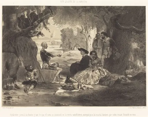 Apeáronse junto á la fuente, by Célestin Nanteuil, ink, 1855