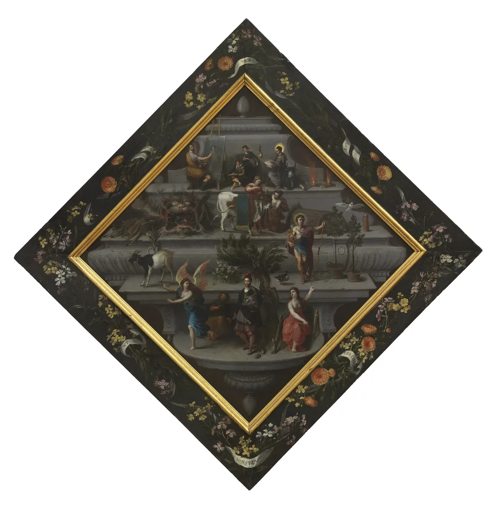 Blazon of the Chambers of Rethoric "De Violieren, by Jan Brueghel, the elder, oil, 1618