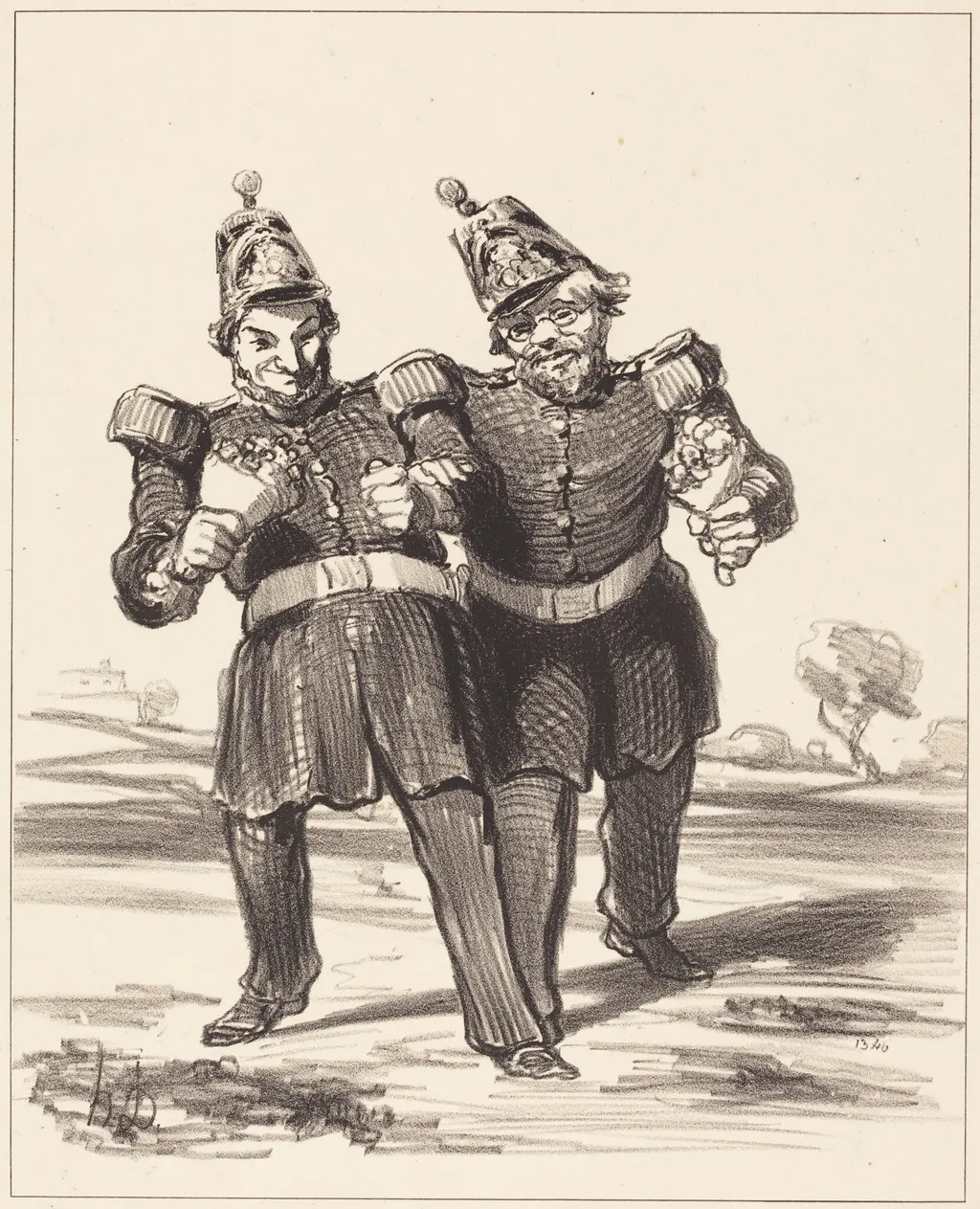 Les Deux banqueteurs en joie, by Honoré Daumier, ink, 1849