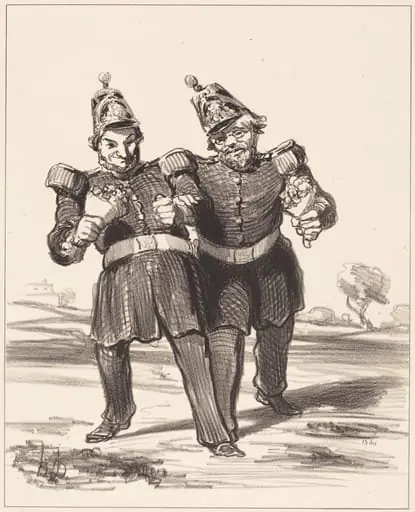 Les Deux banqueteurs en joie, by Honoré Daumier, ink, 1849