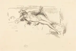 Nude Model, Reclining, by James McNeill Whistler, ink, 1893