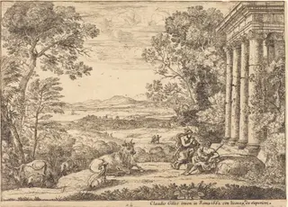 Mercury and Argus (Mercure et Argus), by Claude Lorrain, ink, 1662