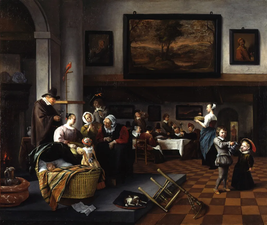 The Christening, by Jan Steen, oil, 1663