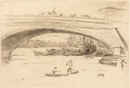 London Bridge, by James McNeill Whistler, ink, 1875