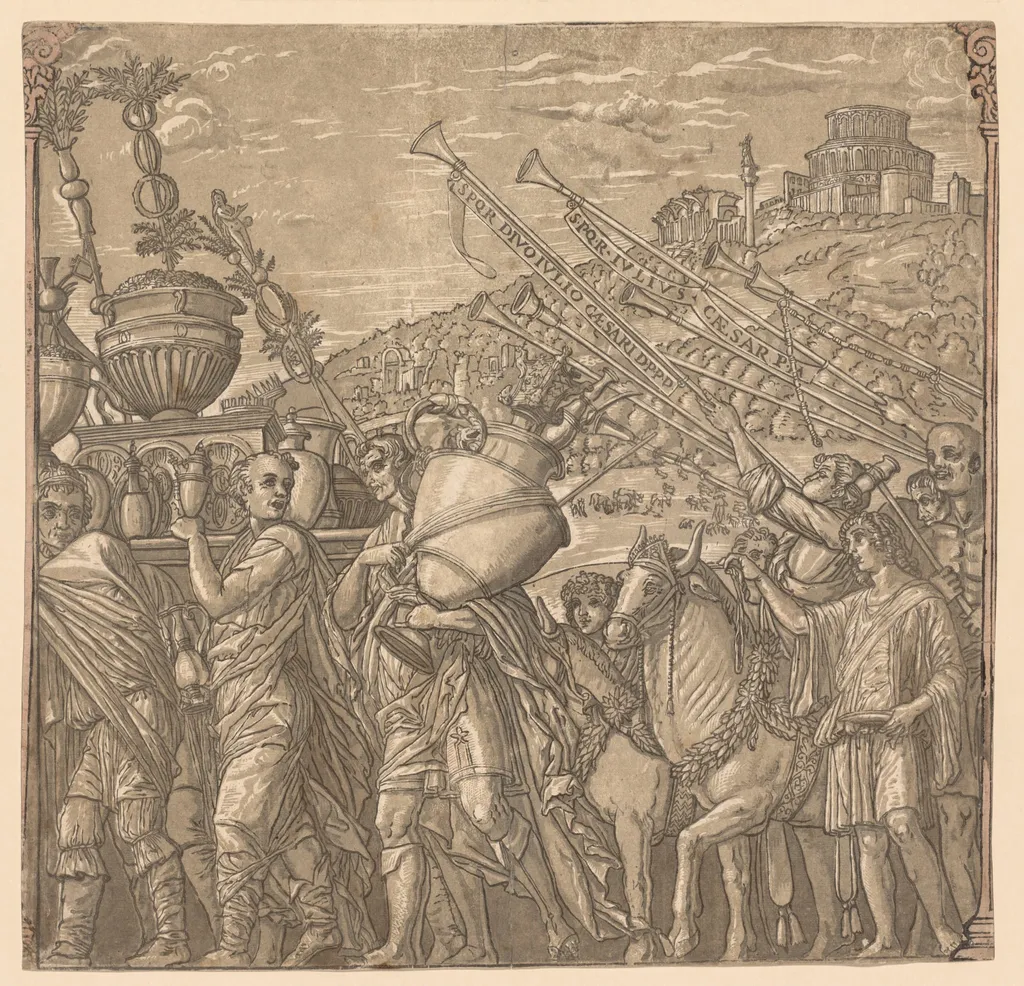 The Triumph of Julius Caesar:  Soldiers Carrying Vases, by Andrea Andreani, 1596