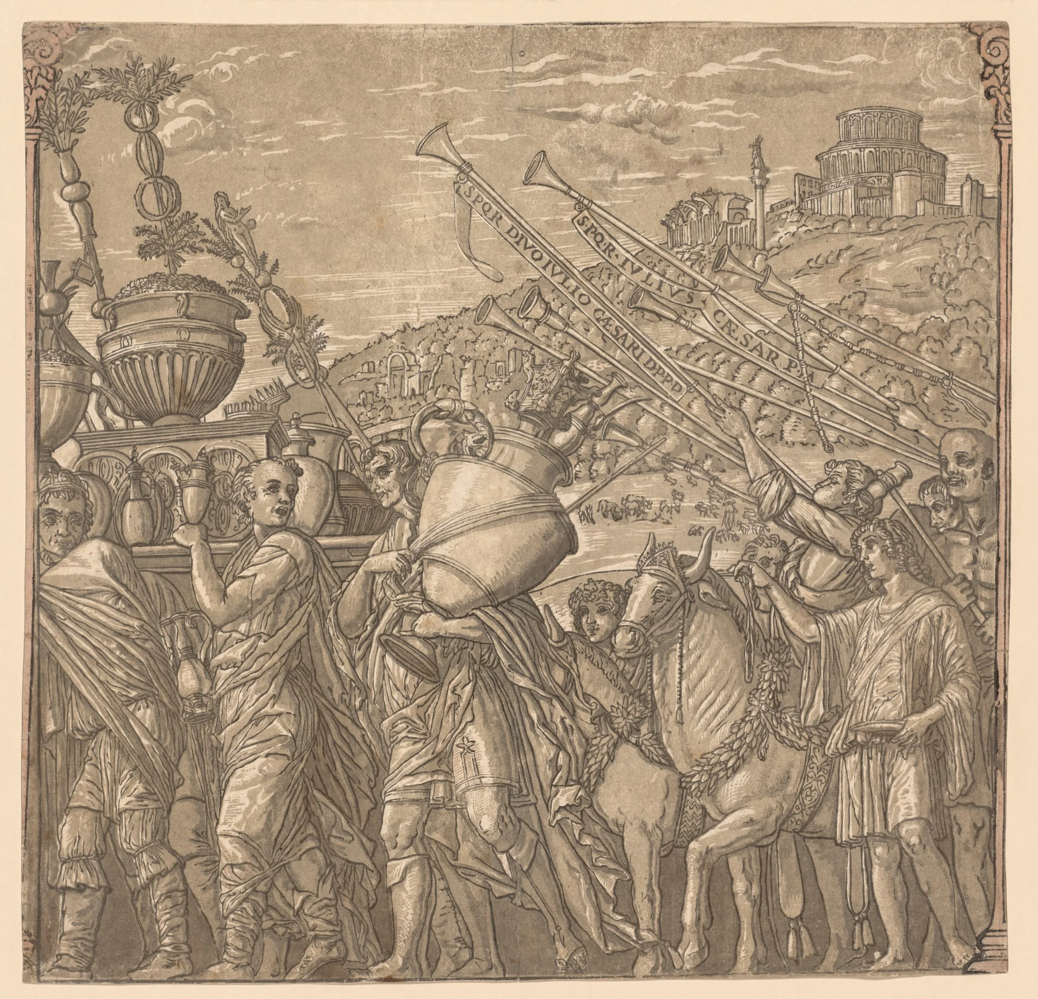 The Triumph of Julius Caesar: Soldiers Carrying Vases, detail