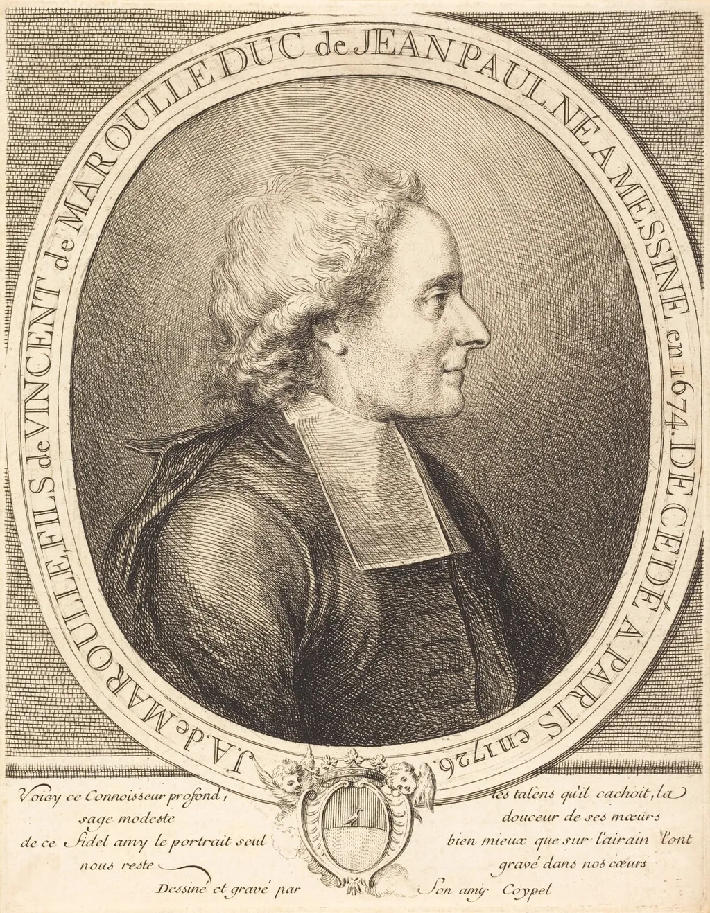L'Abbe Jean-Antoine de Maroulle, by Charles-Antoine Coypel, ink, 1726
