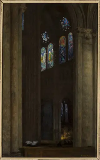 Interior of the cathedral in Chartres, by Józef Pankiewicz, oil, 1903