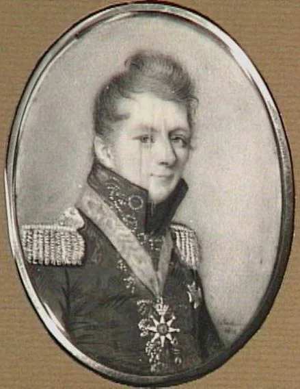 Portretminiatuur van een officier, detail