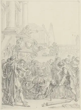 Du plus grand des Romains voilà ce qui vous reste, by Hubert François Gravelot, graphite, 1736