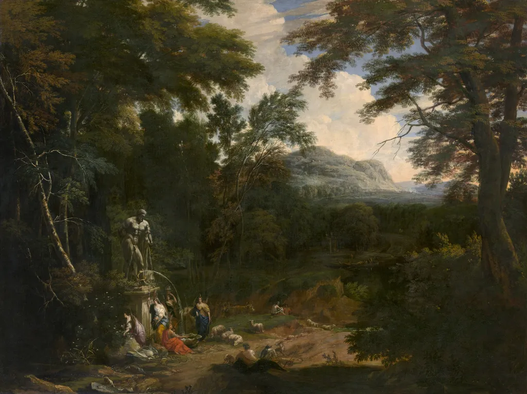 Landscape, by Cornelis Huysmans, oil, 1697