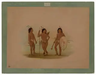 A Puelchee Chief and Two Young Warriors, by George Catlin, oil, 1862