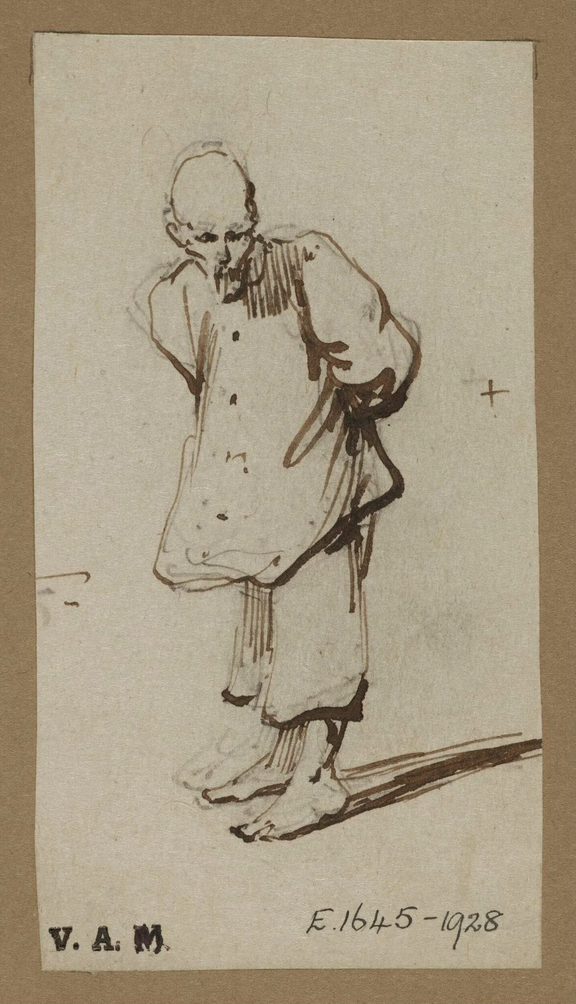 A stooping Chinese man, detail