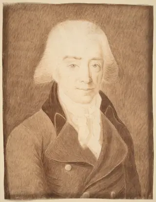 Man in a Great Coat, by Joseph Badger, gouache, 1701