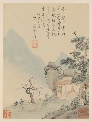 Album of Seasonal Landscapes, Leaf H (previous leaf 8), by Xiao Yuncong, unspecified, 1668