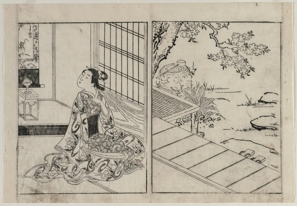 Woman Looking at a Hanging Scroll, by Nishikawa Sukenobu, 1744