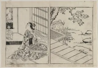 Woman Looking at a Hanging Scroll, by Nishikawa Sukenobu, 1744