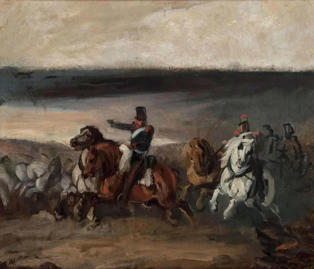Attack of French Artillery, by Piotr Michałowski, unspecified, 1837