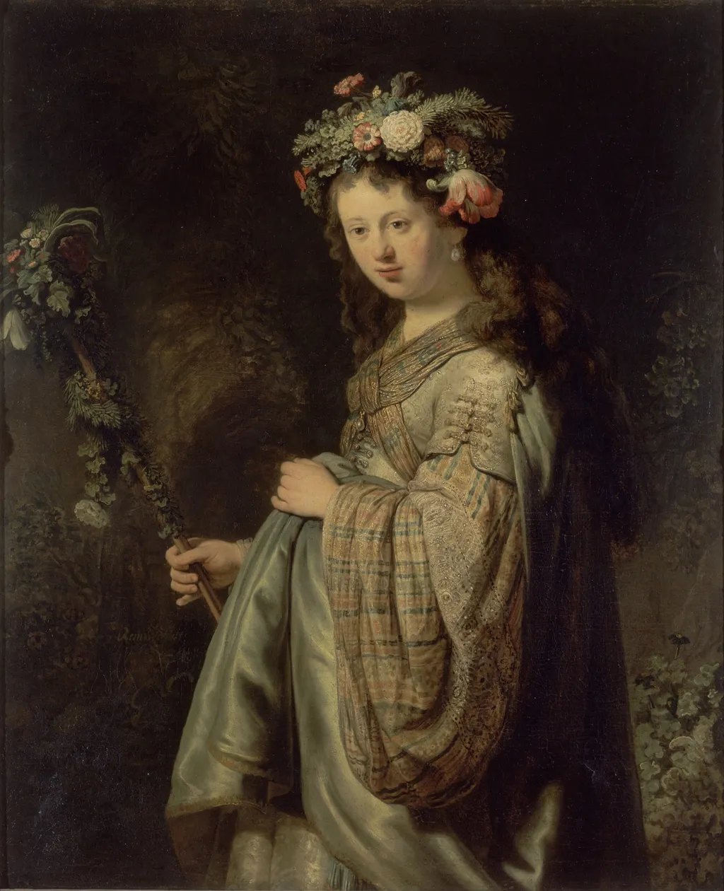 Flora, by Rembrandt van Rijn, oil, 1634