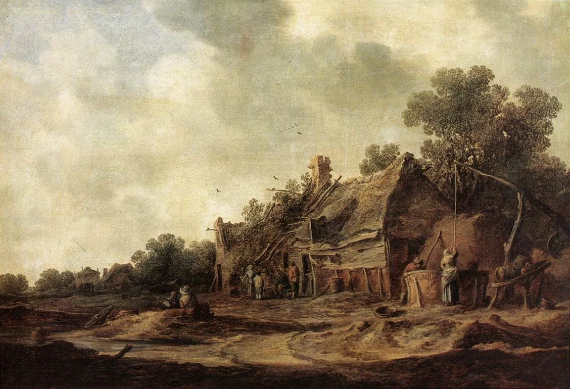 Peasant Huts with a Sweep Well, detail