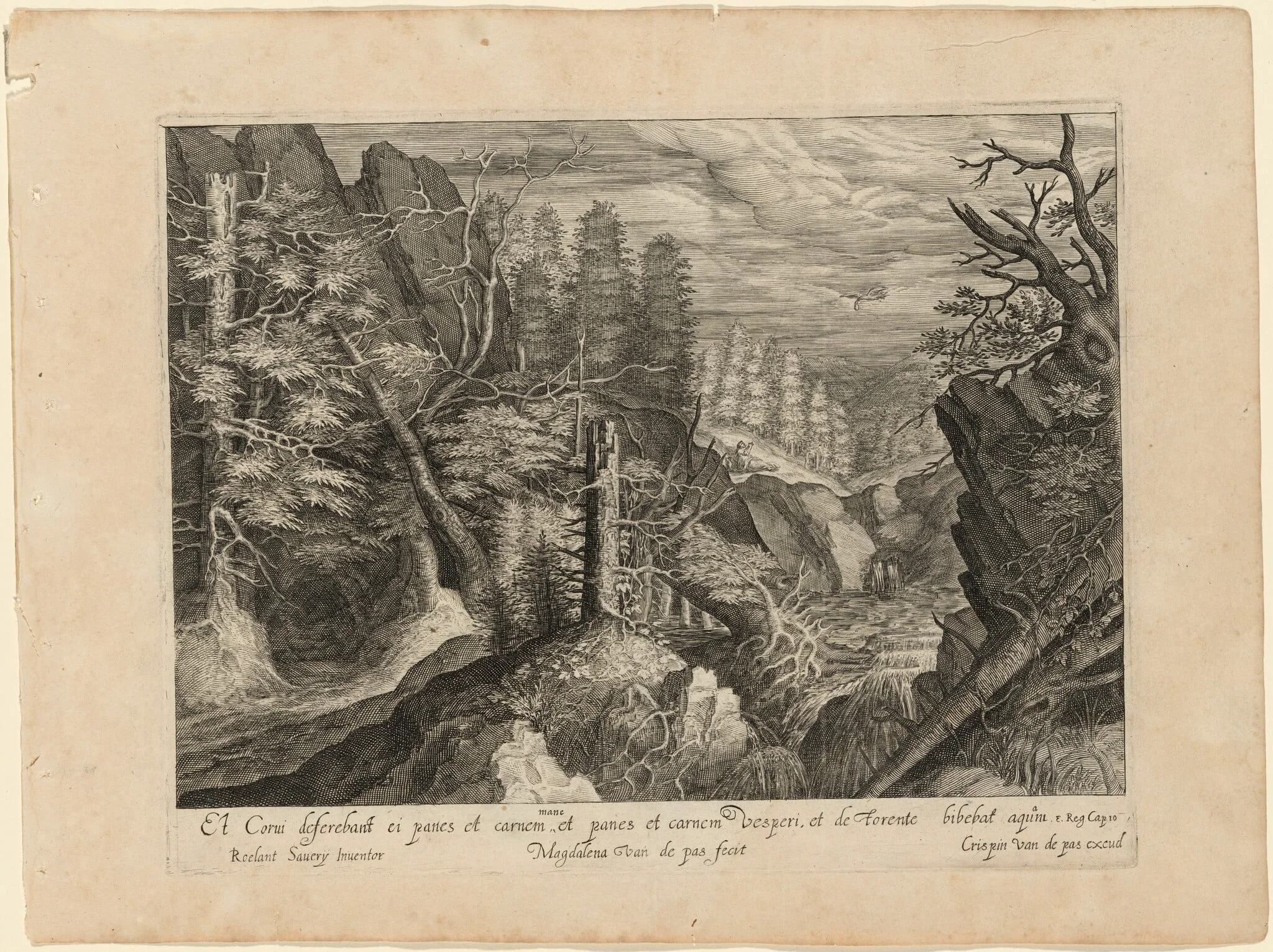 Landscape with Mountains, a River, and Elijah and the Raven, detail