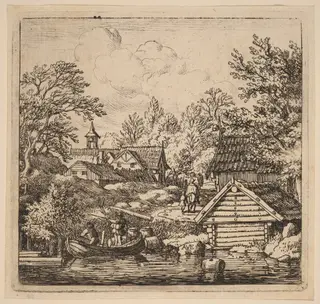 Unloading a Barge, by Allart van Everdingen, ink, 1650