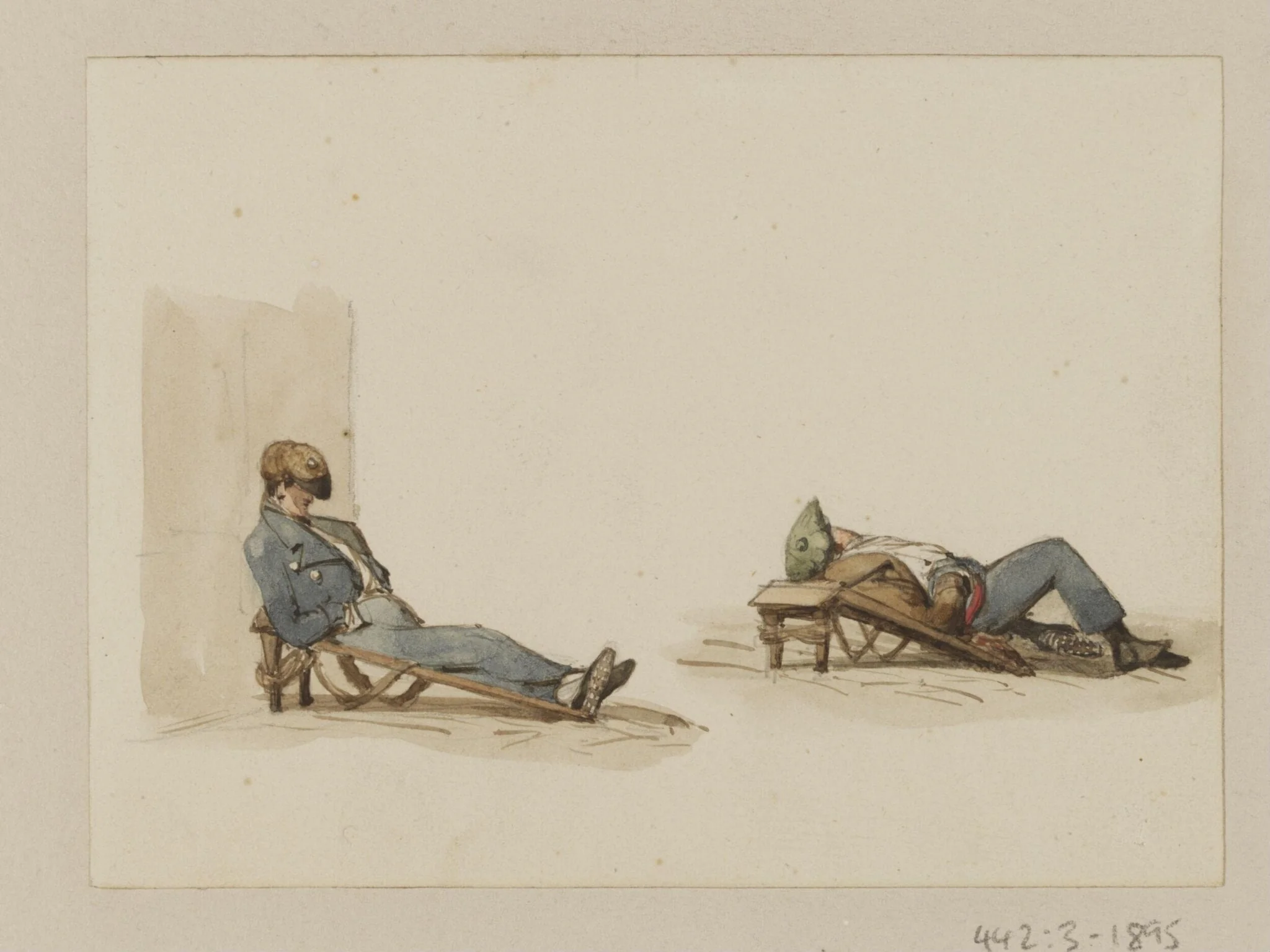 Two men sleeping, detail