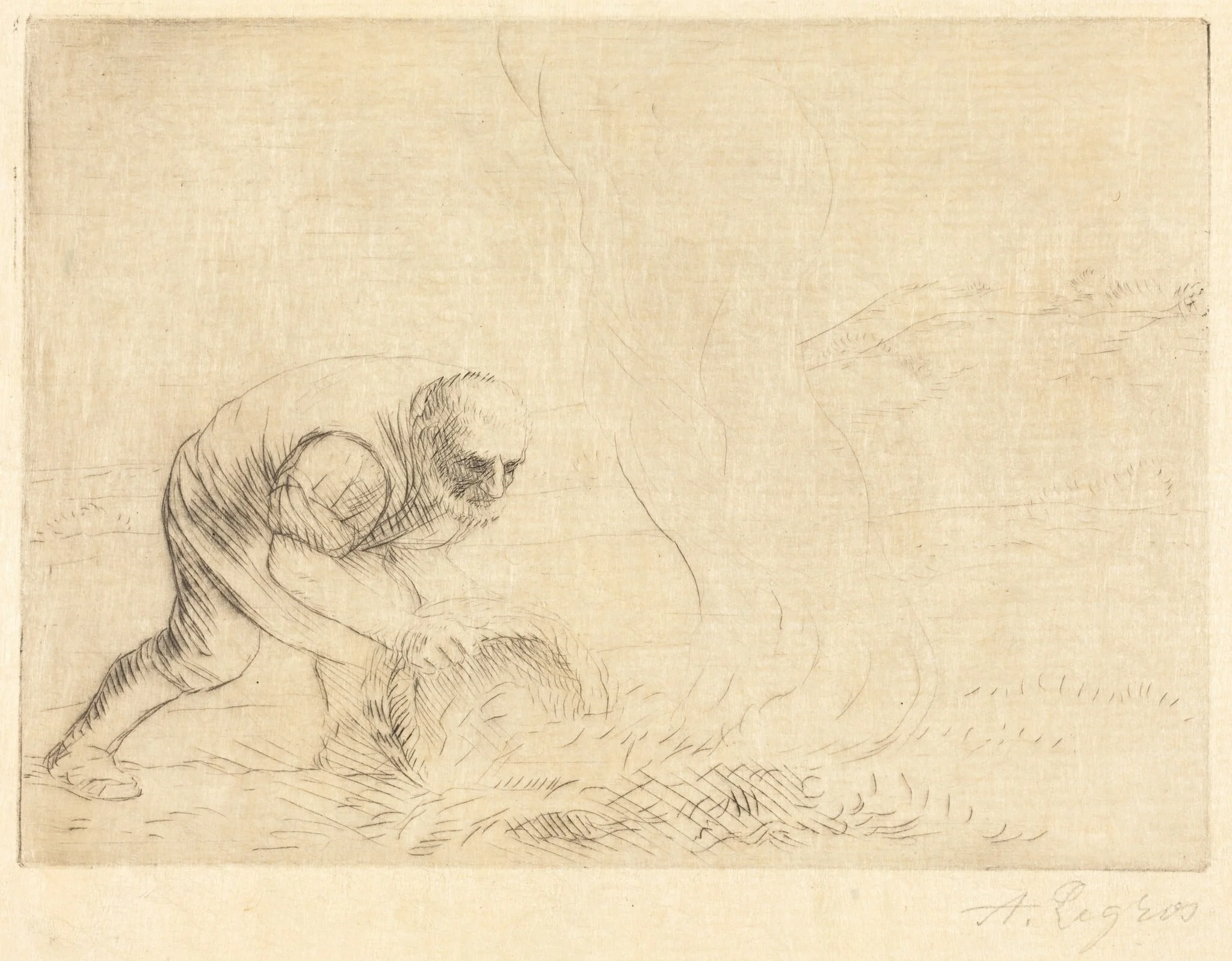 Burning Grass (Le bruleur d'herbes), detail