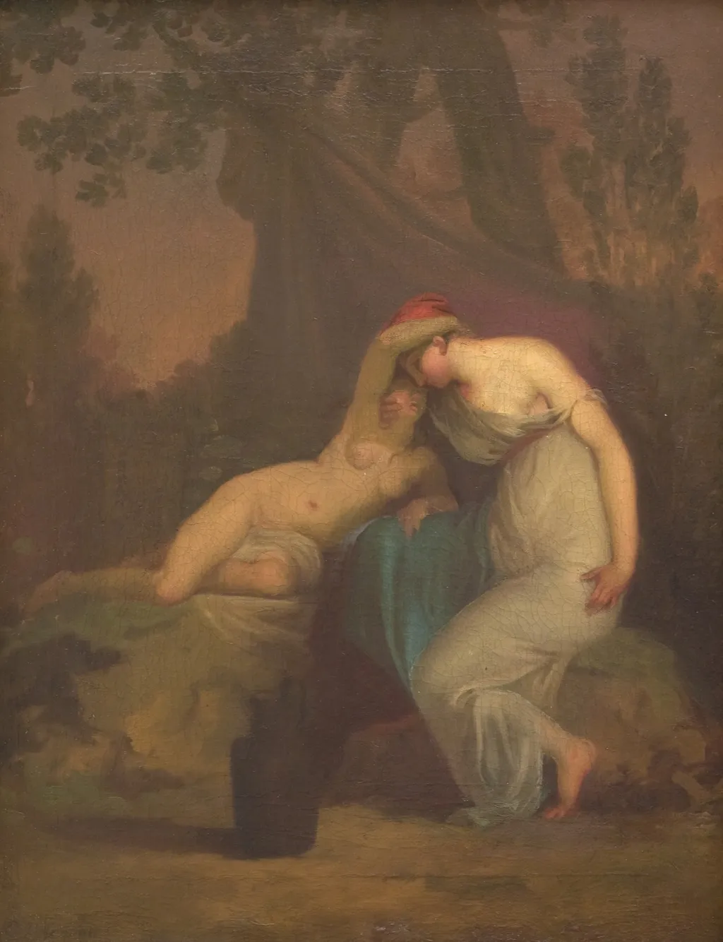 The Greek Poet Sappho and the Girl from Mytilene, by Nicolai Abildgaard, oil, 1809