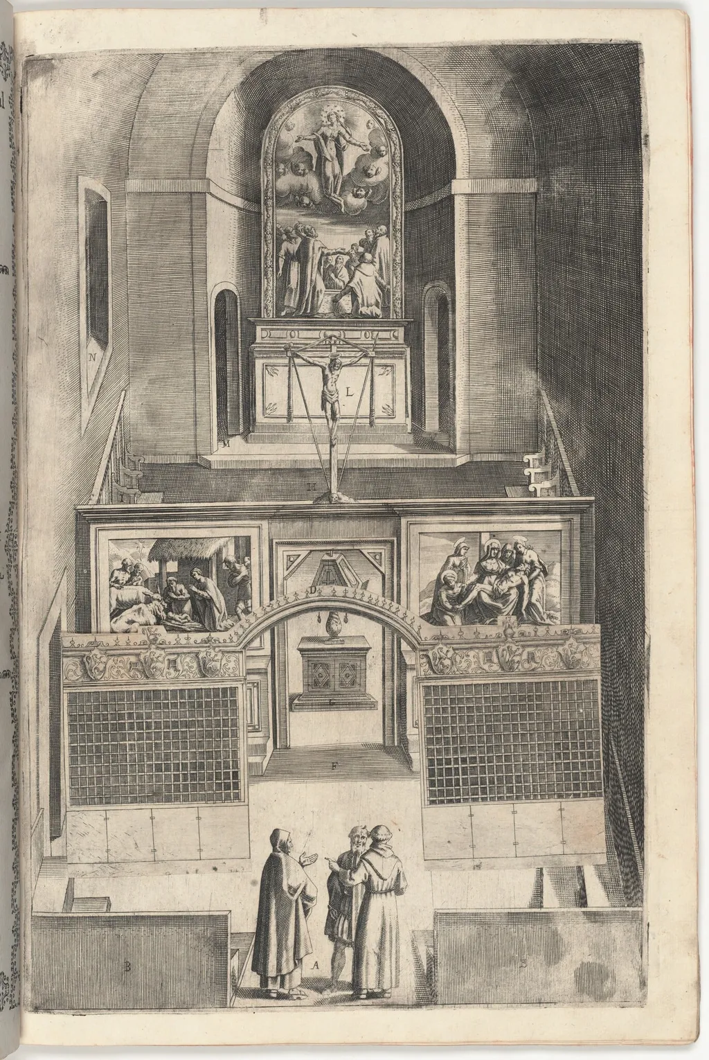 Interior of the Minor Church (Interno della chiesa minore) [plate F], by Jacopo Ligozzi, ink, 1612