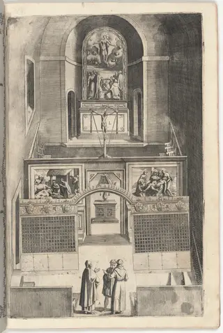 Interior of the Minor Church (Interno della chiesa minore) [plate F], by Jacopo Ligozzi, ink, 1612