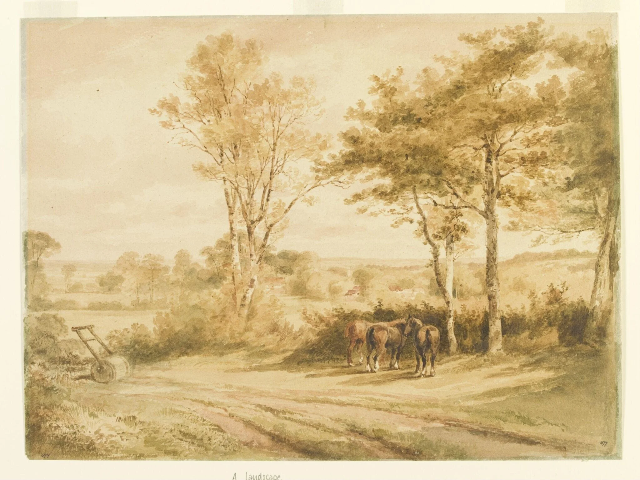 Hedgerow, Trees and Horses, detail