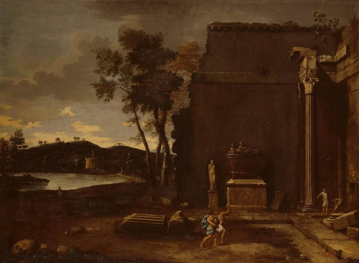 Landscape with sarcophagus, detail