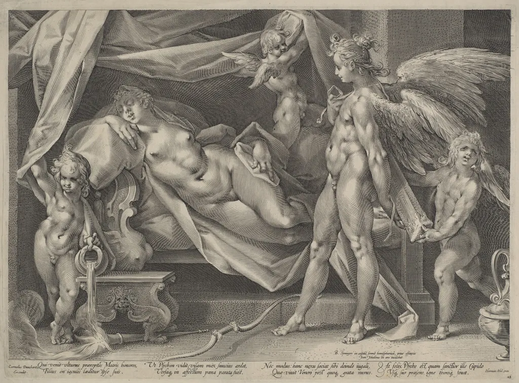 Cupid and Psyche, by Jan Muller, ink, 1600