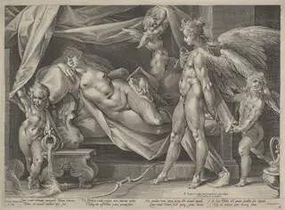 Cupid and Psyche, by Jan Muller, ink, 1600