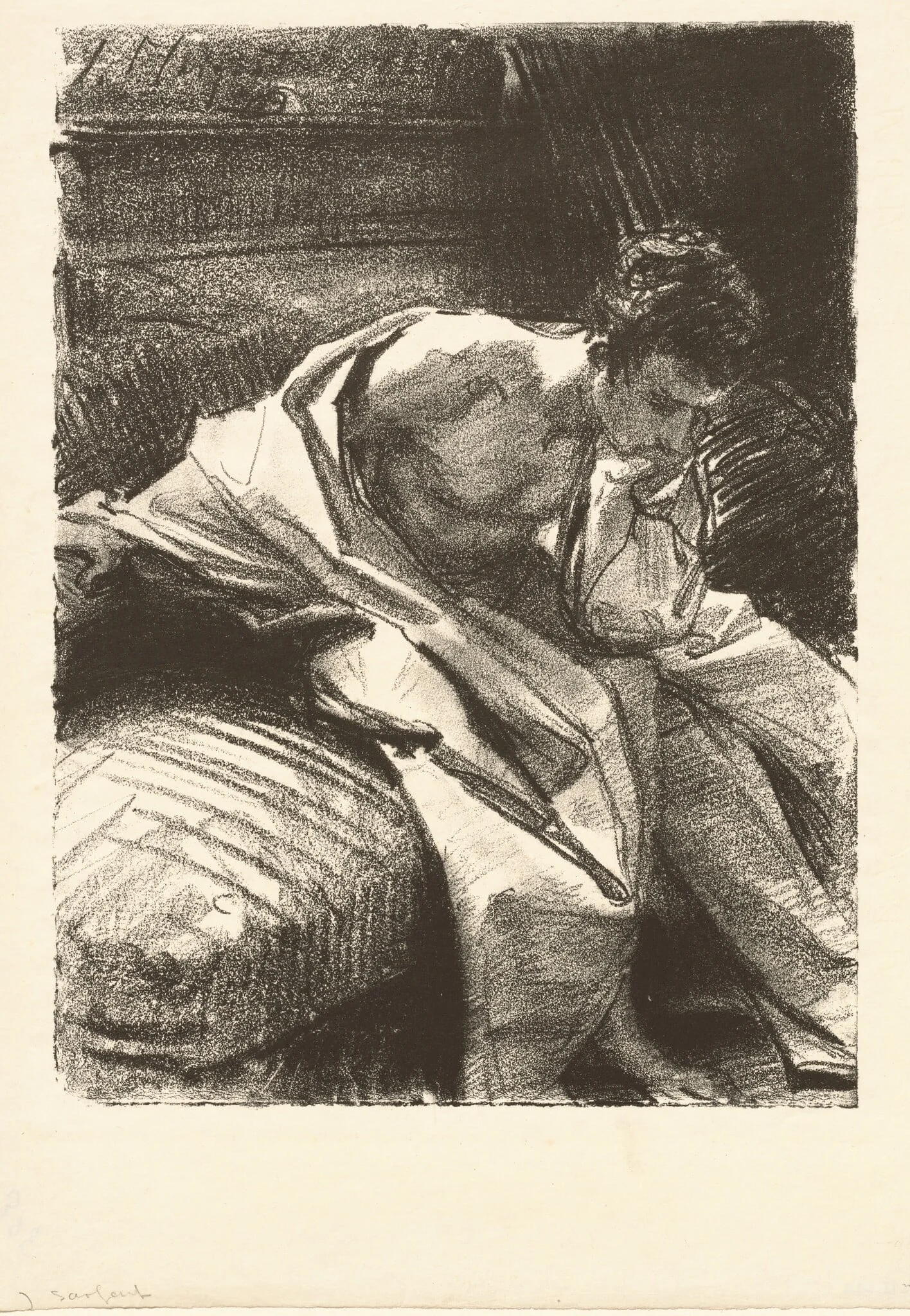 Study of a Young Man, Seated, detail