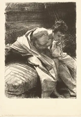 Study of a Young Man, Seated, by John Singer Sargent, ink, 1895