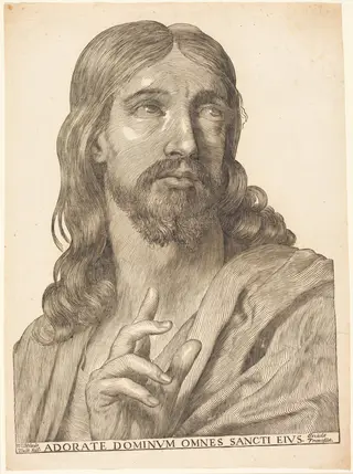 Christ in Half-Length, by Wilhelm Traut, ink, 1657
