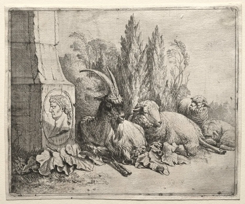 Bust at the Bottom of a Pyramid, by Johann Heinrich Roos, 1665